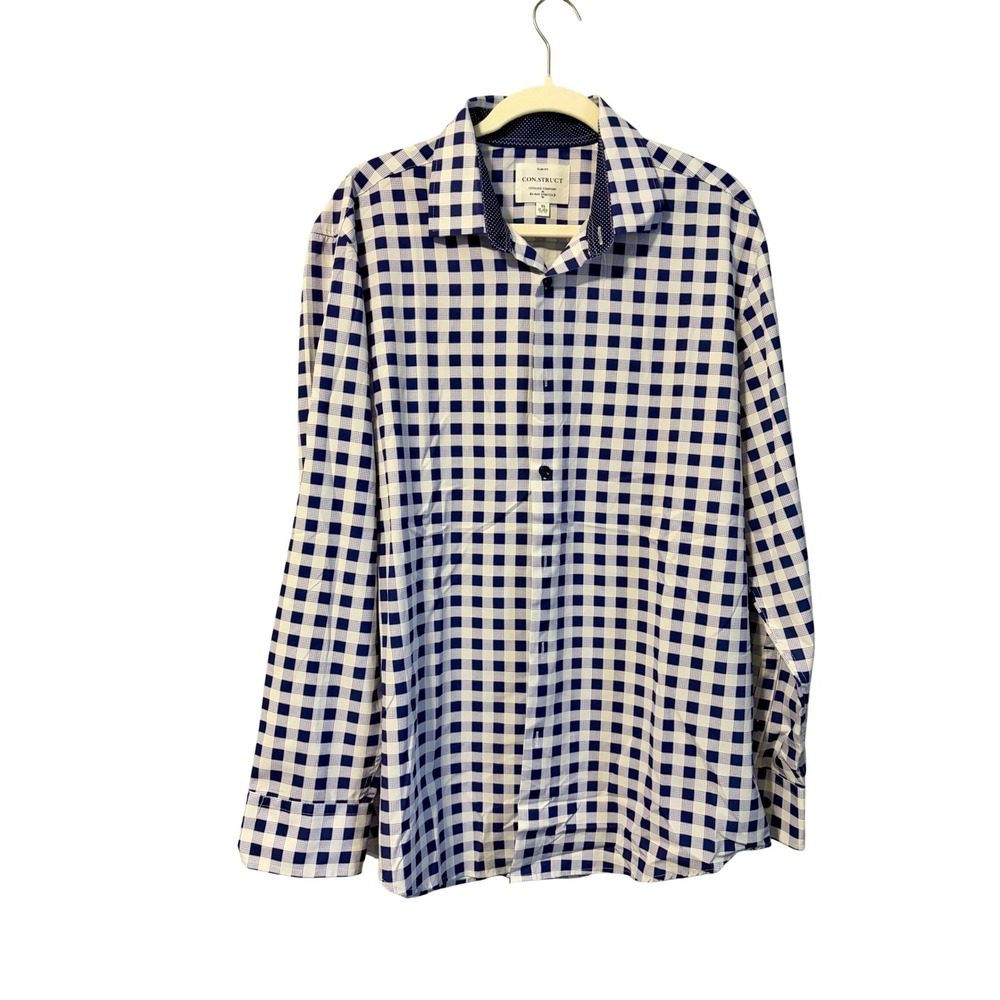 CON.STRUCT Mens Slim Fit Cooling Comfort 4-Way Stretch Gingham Dress Shirt XL